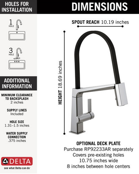 Mezcladora Delta Pivotal Expose 9693-AR-DST – Martínez Arias