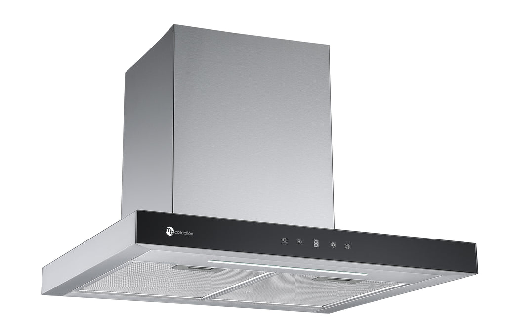 Campana MA Collection de Pared 30" Stainless Steel con frente cristal negro - MA-BTC-30