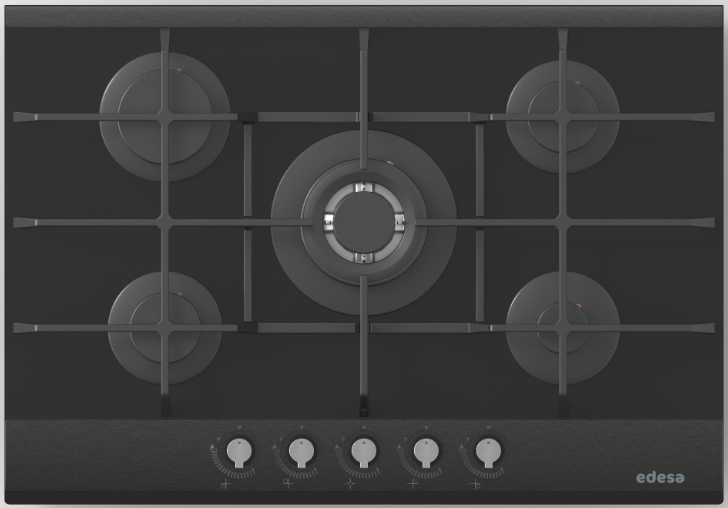 Tope de gas Cata en Cristal Negro 30" Hierro Fundido