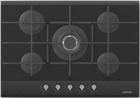 Tope de gas Cata en Cristal Negro 30" Hierro Fundido